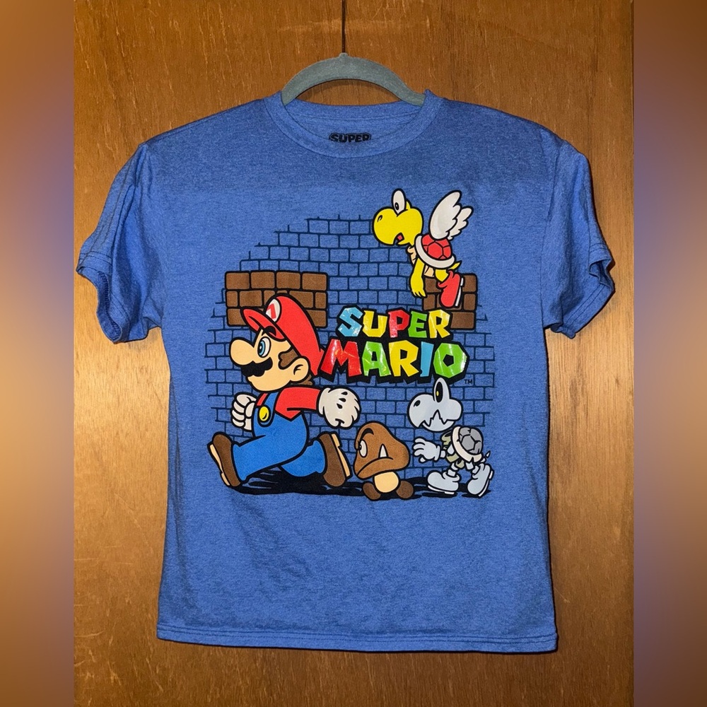 Boys Super Mario Bros. Graphic Tee Blue, Size Small